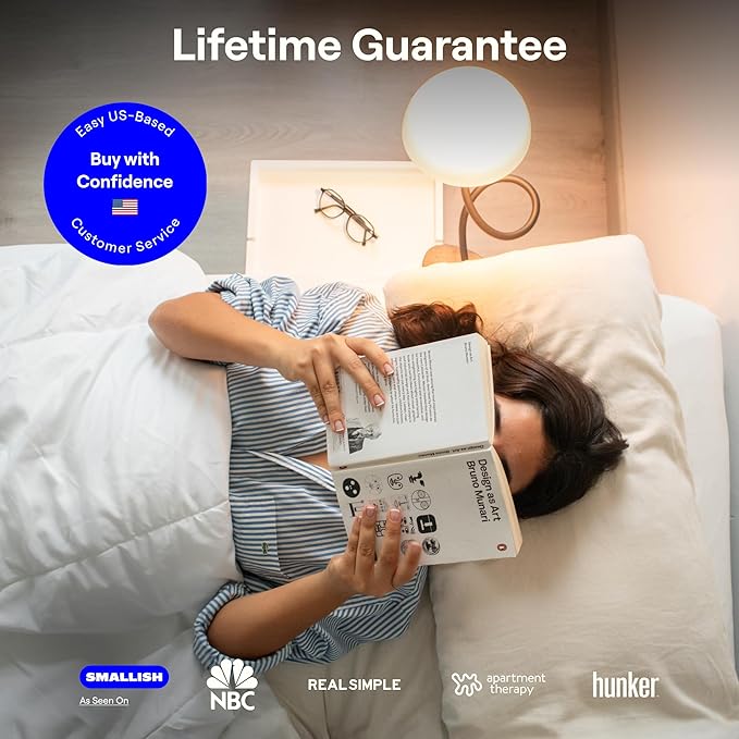 Shroommate Clip On Light and Bed Headboard Lamp, Bedside Table Lamp for Dorm, College Dorm Room Essentials, Night Light for Kids Nursery, Clip on for Desk, MultiColor LEDs, Adapter Included (Black)