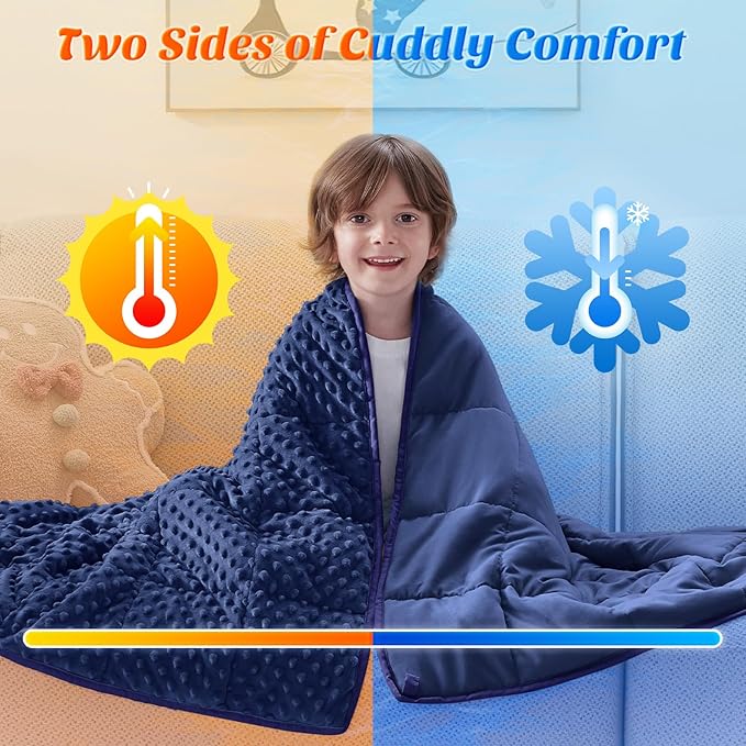 anfie Weighted Blanket Kids(36"x48" 3lbs) Weighted Blanket Cooling Blanket for Sleeping,Throw Size Breathable Blanket with Premium Glass Bead(Blue)