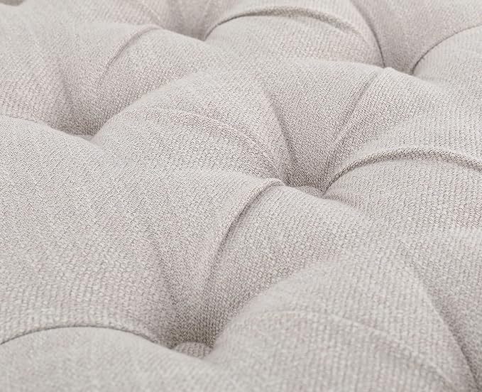 chairus Shoe Rack Bench Storage Vintage Bedroom Padded Bench Seat End of Bed, Fabric Tufted Farmhouse French Entryway Bench with Wood Legs for Hallway Foyer, Beige