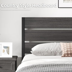 Full Bed Frame with Headboard and Footboard, Metal Platform Bed Frame with Under Bed Storage, All-Metal Support System, No Box Spring Needed, Easy Assembly,Rustic Grey