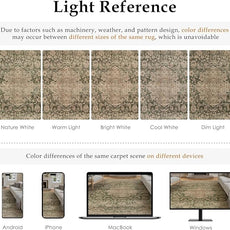 3x5 Washable Vintage Area Rug Green Brown Entryway Office Carpet Non-Slip Soft Low Pile Distressed Throw Rug for Entrance Living Room Bathroom Dining Room