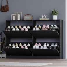 Shoe Cabinet with 4 Flip Drawers, Narrow Hidden Shoe Storage Cabinet, Slim Freestanding Shoe Rack Organizer for Entryway, Hallway, Bedroom, Living Room