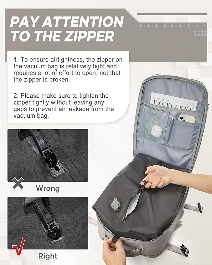 suwasp Vacuum Compression Backpack, 40L Expandable Travel Backpack with Electric Vacpack Pump, Travel Vacuum Bags with Shoe Compartment/15.6inch Laptop Compartment/USB Port, Brown
