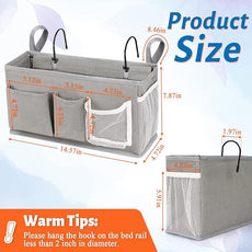 Loghot Bedside Caddy/Bedside Storage Bag Hanging Organizer for Bunk and Hospital Beds,Dorm Rooms Bed Rails,Can be Placed Glasses,Books,Mobile Phones,Keys (New Grey-1)