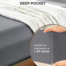 FreshCulture Twin XL Fitted Sheet Only - Hotel Quality Ultra Soft & Breathable Brushed Microfiber Fitted Sheet with 21 Inch Deep Pockets - Fits Twin XL Size Bed (Dark Grey)