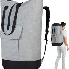 Laundry Bag for College, 115L Heavy Duty Laundry Backpack with Shoulder Straps, Large Dirty Clothes Bag for Dorm, Apartment and Laundromat, Laundry Duffle Bag for Travel, Beach, Camping, oyster grey