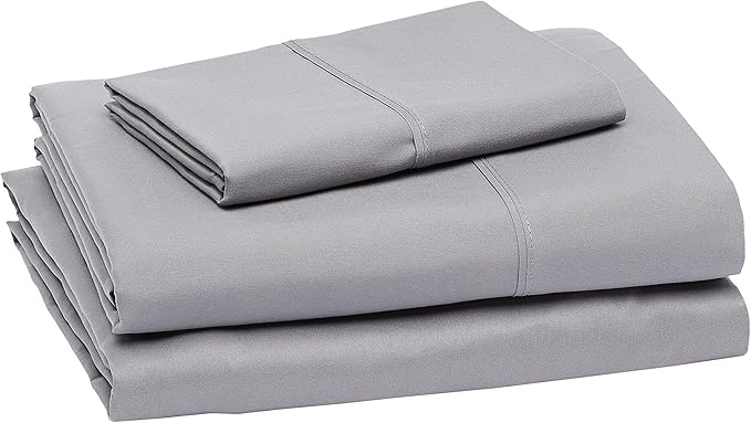 Amazon Basics Lightweight Super Soft Easy Care Comfortable Microfiber 3 Piece Bed Sheet Set with 14-inch Deep Pockets, Twin XL, Dark Gray, Solid (Pack of 4) AmazonBasics