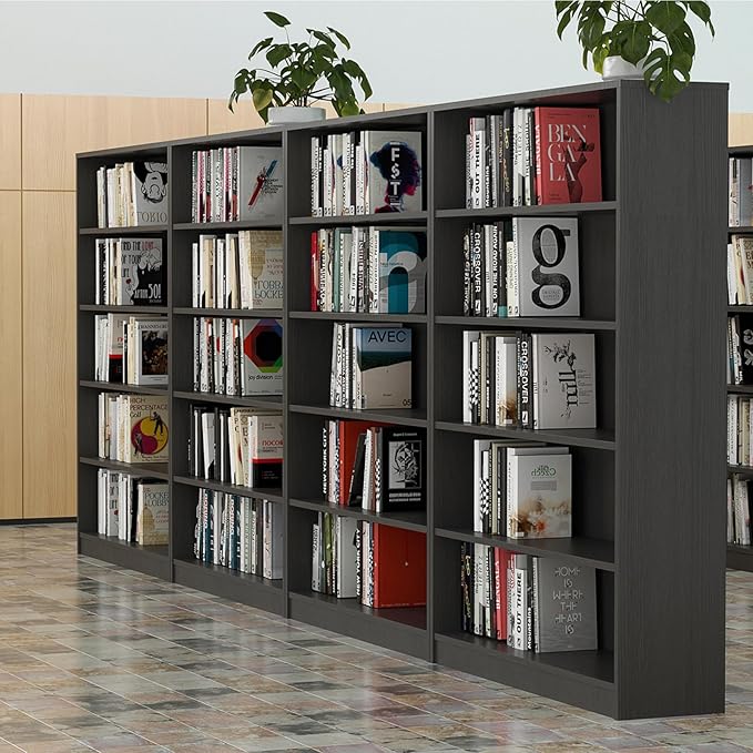 Farini 5 Shelf boockase Display Bookcase Freestanding Wooden Bookshelves for Home Office Living Room,60 Inch Height,Grey