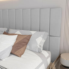 Art3d Peel and Stick Headboard for Twin, Full and Queen in Velvet Stone, Pack of 6 Panels Sized 9.84