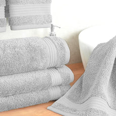 Cotton Paradise Hand Towels for Bathroom, 100% Cotton Turkish 4 Piece Hand Towel Set, Soft Absorbent Face Towels, Silver Grey Hand Towels