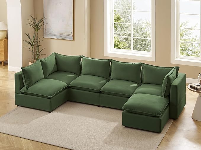VANOMi Modular Sectional Sofa, 6 Seater Sleeper Sectional Sofa Modular Sectional Couch for Living Room, Sofa Bed-M
