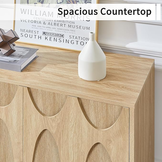 Sideboard Buffet Cabinet with Storage, 31.5” Mid Century Modern Storage Cabinet with Adjustable Shelf and 2 Doors for Dining Room, Living Room,Entry