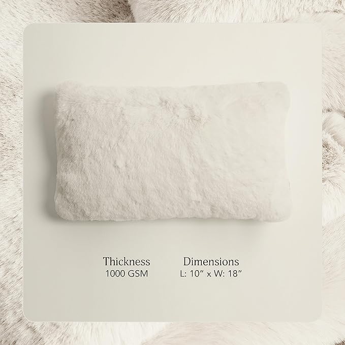 UnHide Squish Lumbar Pillow - Faux Fur Pillow - Extra Soft Throw Pillow - Rectangular Shaped, Polyester Fill - Machine Washable - Perfect for Living Room Or Bedroom - 10” x 18” - Snow White