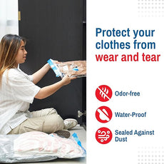 10 Pack Medium Vacuum Storage Bags for Comforters, Blankets & Clothes – Vacuum Sealed Compression Bags with Hand Pump – Space Saver Storage Bags for Bedding, Moving, Travel & Organization