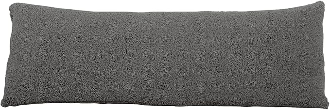 Reafort Ultra Soft Sherpa Body Pillow Cover/Case with Zipper Closure 21"x54" (21"x54" Body Pillow Cover,Charcoal Grey)