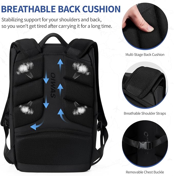 OIWAS Backpack for Men, 16 Inch Laptop Backpack for Men with Magnetic Buckle, Water-Resistant Travel Laptop Backpack