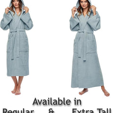 Arus Women's Hooded Classic Bathrobe Turkish Cotton Robe with Full Length Options