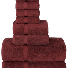 Chakir Turkish Linens | Hotel & Spa Quality 100% Cotton Premium Turkish Towels | Soft & Absorbent (8-Piece Towel Sets, Cranberry)