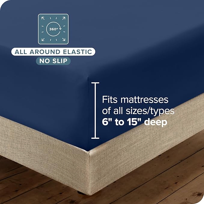 Bare Home Hotel Luxury King Sheet Set, Extra Soft - 6 Piece Set - Deep Pockets - Easy Fit - Cooling & Breathable - Wrinkle, Fade, Stain Resistant - Includes 4 Pillowcases (King, Dark Blue)