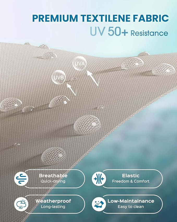 Foldable Pool Lounge Chairs, Aluminum Chaise Lounge Outdoor with 5 Positions Recliner - Free Assembly - Patio Lounge Chair for Poolside, Beach (Khaki)