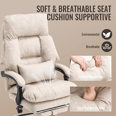 Office Chair with Footrest 500lbs,Reclining Leather Computer Chair for Heavy People, Big and Tall Comfy Executive Desk Chair with Lumbar Support & Pillow Black,High Back Vintage Color