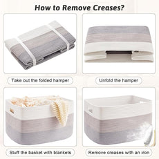 Blanket Basket,Rectangle Woven Baskets for Storage,30L Laundry Basket for Decorative Nursery Blanket,Toys,Dirty Clothes and Magazine in Shelves,Baby Room,and Living Room