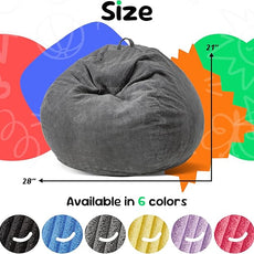 Hobestluk 2.5FT Bean Bag Chair Beanbags Small Bean Bag Chair with Filler Included Teardrop Bean Bag with Removable Cover for Bedroom Living Room (Small, Grey)
