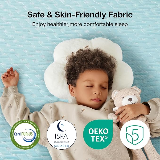 Novilla Queen Size Cooling Pad with Pillowcase, Breathable Summer Mattress Topper for 8–21" Beds, Washable Design with Elastic Straps, Lightweight Sleep Mat for Hot Sleepers, Blue