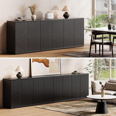 Fluted Buffet Cabinet Sideboard with Storage,Wooden Credenza with 2 Doors&Adjustable Shelve, Modern Accent Cabinets Coffee Bar Bookcase for Living Room,Kitchen Dining Room Entryway 15