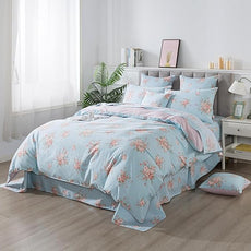 FADFAY Duvet Cover Set Twin Blue Rose Floral Bedding Rustic Peony Flower Comforter Cover Set Vintage Farmhouse Bedding 100% Cotton Ultra Soft Quilt Cover with Hidden Zipper Closure 3Pcs, Twin Size
