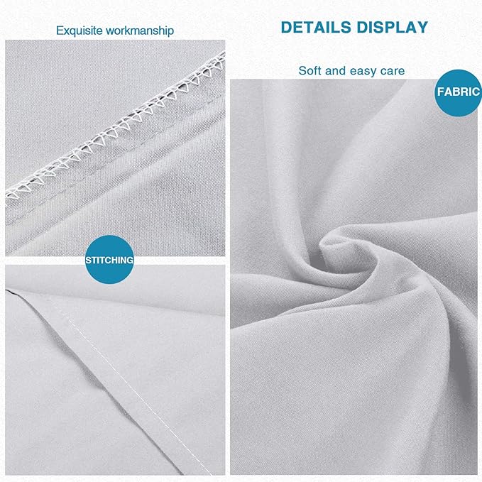 FLXXIE Microfiber Pillow Cases Queen Size Set of 2, Soft Pillowcases with Envelope Closure, Wrinkle Resistant Pillow Covers, 20x30, Light Grey