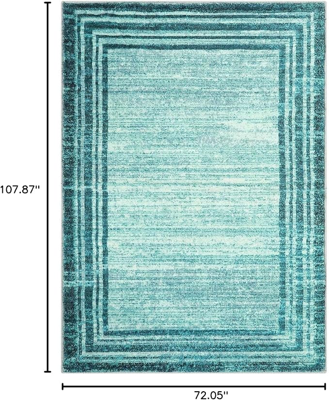 Lahome Modern Abstract 6x9 Area Rugs for Living Room, Washable Teal Bedroom Rug 6x9 Non Shedding, Low-Pile Soft Minimalist Bordered Indoor Large Carpet for Dining Room Playroom