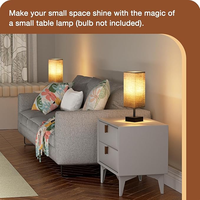 aooshine Black Small Table Lamp - Bedside Lamp for Bedroom, Minimalist Nightstand Light with Black Base