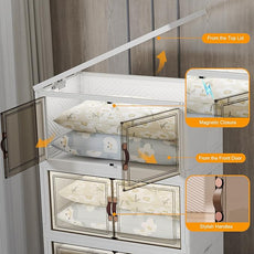 Extra Large Stackable Storage Bins with Lids & Wheels & Door, 960QT-160QT/40GAL*6Pack Foldable Collapsible Closet Organizers, Plastic containers drawers for bedroom Dorm