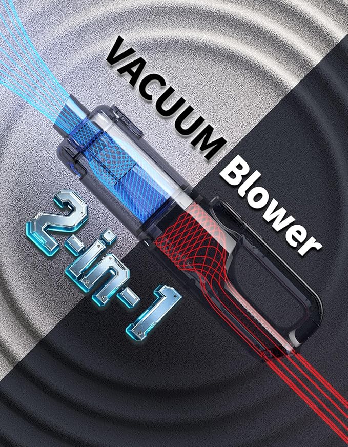 Cordless Handheld Vacuum Cleaner, 2-in-1 Vacuum & Blower, 36000Pa Suction Brushless Motor, Car Vacuum with LED Light, Lightweight, Portable for Car, Home, Office and Outdoor Use