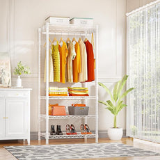 Ulif H4 Mini Portable Closet, 4 Tiers Freestanding Clothing Garment Rack for Small Space, Metal Clothes Wardrobe System for Bedroom, 23.6