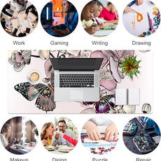 QIYI Large Mouse Pad, PU Leather Desk Blotter Protector, Waterproof Computer Desk Mat, Butterflies Keyboard Mouse Pads, Non Slip Base Home & Office Accessories, Extended Large Size 31.5