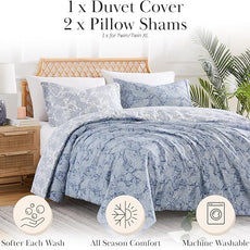 SouthShore FINE LINENS Perfect Paisley Collection - Premium Quality, Soft, Wrinkle, Fade, & Stain Resistant, Easy Care, Oversized Duvet Cover Set, Twin / Twin XL, Blue