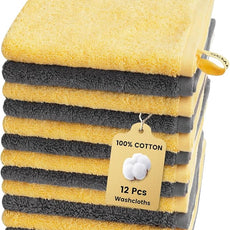 SEMAXE 100% Cotton Washcloths 12-Pack, 13 × 13 Inch Soft Luxury Face Towels – Super Absorbent & Quick-Dry, Premium Cloth with Hanging Loop, Oeko-TEX Certified, Gift-Ready Box