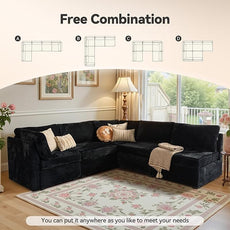 Modular Sectional Sofa,5 Pieces Sectional Couches for Living Room,131X65 L Shaped Cloud Couch with Oversized Convertible Modular Couch for Living Room