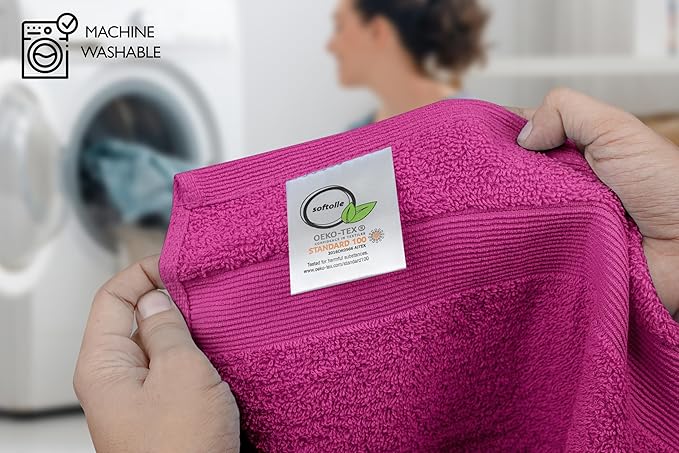 Premium Wash Cloths Pack of 12 (13" x 13") 100% Ring Spun Cotton | Luxury Washcloths | Ultra Soft Face Towels | Highly Absorbent Wash Cloths for face (Dark Pink)