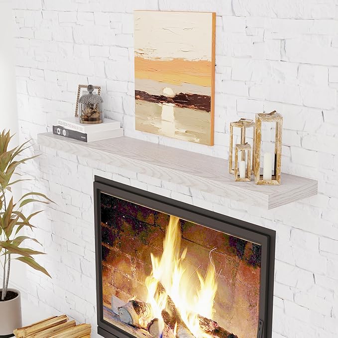 Fun Memories 55 Inch Floating Shelves for Wall, 55x9.3 Large Floating Shelf for Bedroom, Kitchen, Bathroom, Wall Mounted Rustic Wood Shelves with Invisible Bracket for Books, Decor, Brich