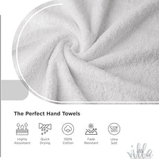 100% Cotton Hand Towel Set of 4, (16 x 28 inches) Sustainable, Soft, Highly Absorbent, Quick Drying, Combed Cotton Hand Towels Pack of 4 Ideal for Hotels, Spa, Bathroom, Dorm, White