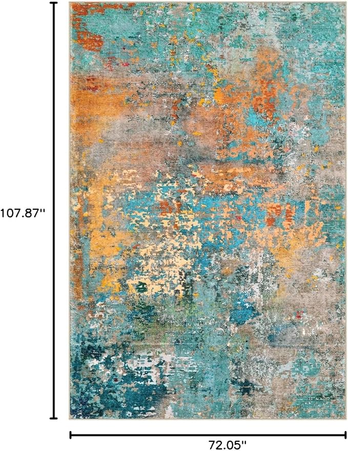 Lahome Modern Abstract Area Rug 6x9 Rugs for Living Room, Washable Accent Bedroom Rug Low Pile Non Slip, Colorful Soft Indoor Contemporary Carpet for Dining Room Table Apartment