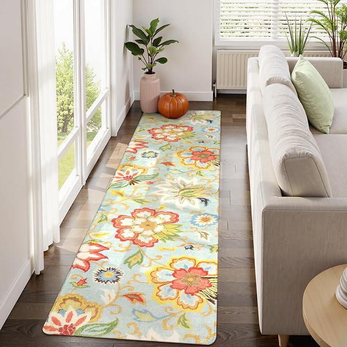 Lahome Floral Rug Runner - Runner Rug for Hallway 2x8 Non-Slip Stain Resistant Washable Carpet for Kitchen Floor, Paisley Print Accent Ultra-Thin Carpet for Bedroom Foyer Entryway