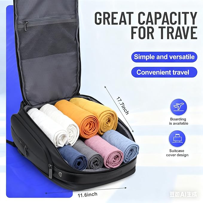 40L TSA Travel Laptop Backpack, Carry-On Weekender Bag with USB Port & TSA Lock, 17.3 Inch Business Travel Backpack for Men, Expandable Overnight Bag with Large Capacity & Flight Approved Design