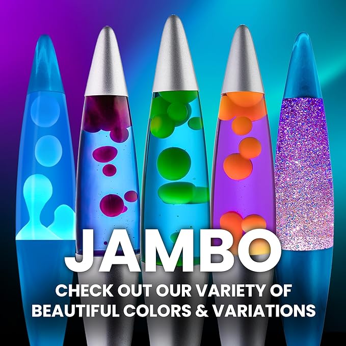 JAMBO 16" Beautiful Lamp- Purple with Pink Wax, Relaxing Liquid Light, Night Light Nightlight, Home Decor Living Room Office Bedroom Lamp for Adults Teens Kids, Magma Motion