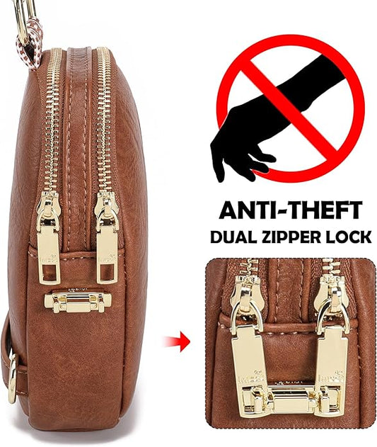 INICAT Small Anti Theft Crossbody Bags for Women, Vegan Leather Sling Cross Body Purse Travel Essentials Teen Girl Gifts