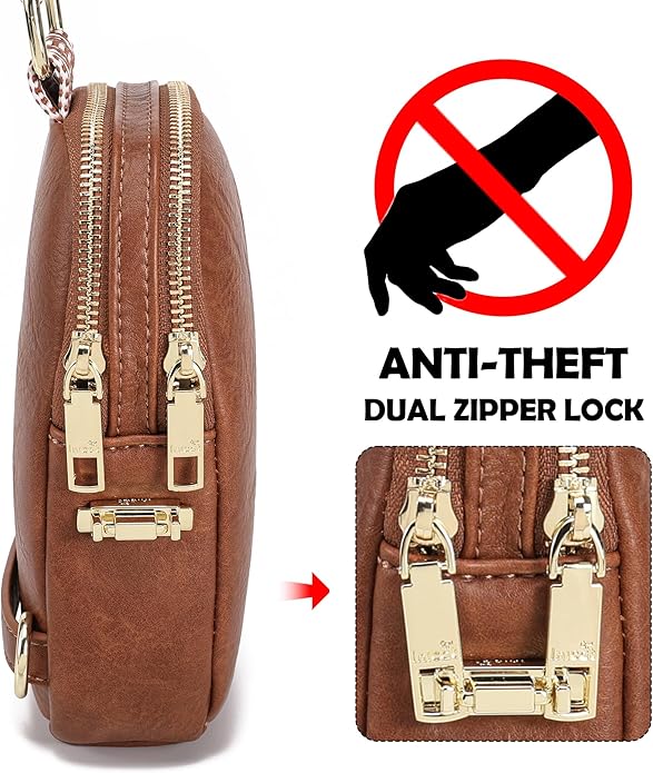 INICAT Small Anti Theft Crossbody Bags for Women, Vegan Leather Sling Cross Body Purse Travel Essentials Teen Girl Gifts