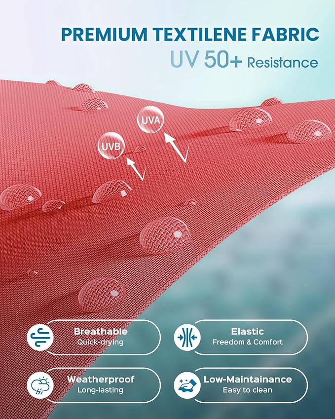 Foldable Pool Lounge Chairs, Aluminum Chaise Lounge Outdoor with 5 Positions Recliner - Free Assembly - Patio Lounge Chair for Poolside, Beach (Red)